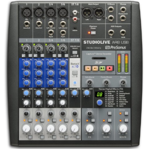 Presonus StudioLive AR8 USB 8-Channel Hybrid Performance and Recording Mixer